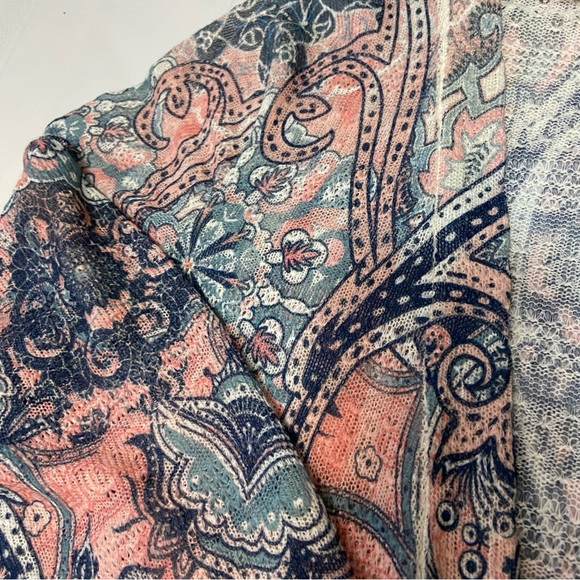 Boho Pastel Fringed Light Weight Womens Cardigan EUC Size L - Picture 5 of 8